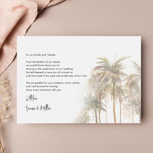 Palm Trees Budget Hand-Lettered Wedding Dank u