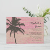  Palm Trees Burlap Wedding Invitations Kaart (Staand voorkant)