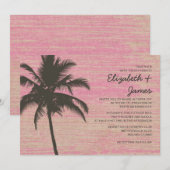  Palm Trees Burlap Wedding Invitations Kaart (Voorkant / Achterkant)