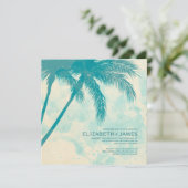 Palm Trees Burlap Wedding Invitations Kaart (Staand voorkant)