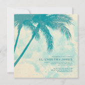 Palm Trees Burlap Wedding Invitations Kaart (Voorkant)