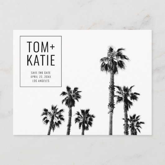 Palm Trees Californië Bruiloft Save the Date Briefkaart (Voorkant)