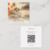 Palm Trees Coastal Beach Sunrise Register QR-code Vierkante Visitekaartje (Voorkant / Achterkant)
