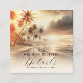 Palm Trees Coastal Beach Sunrise Register QR-code Vierkante Visitekaartje