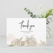 Palm Trees Coastal Hand-Lettered Wedding Bedankkaart (Staand voorkant)