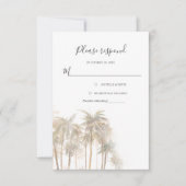 Palm Trees Coastal Waterverf Wedding RSVP Kaartje (Voorkant)
