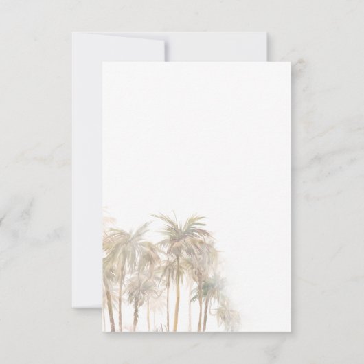 Palm Trees Coastal Waterverf Wedding RSVP Kaartje (Achterkant)