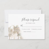 Palm Trees Coastal Waterverf Wedding RSVP Kaartje (Voorkant)