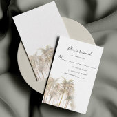 Palm Trees Coastal Waterverf Wedding RSVP Kaartje