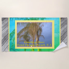 Palm Trees Deck Boards N.J. Beach Towel Strandlaken