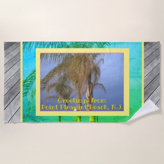 Palm Trees Deck Boards N.J. Beach Towel Strandlaken (Voorkant)