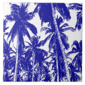 Palm Trees Design Blue & White Tegeltje (Voorkant)
