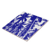 Palm Trees Design Blue & White Tegeltje (Zijkant)