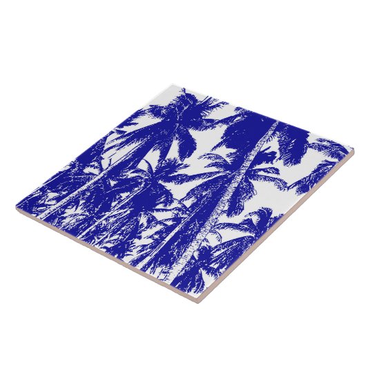 Palm Trees Design Blue & White Tegeltje (Zijkant)