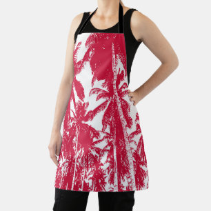 Palm Trees Design in Red and White Schort