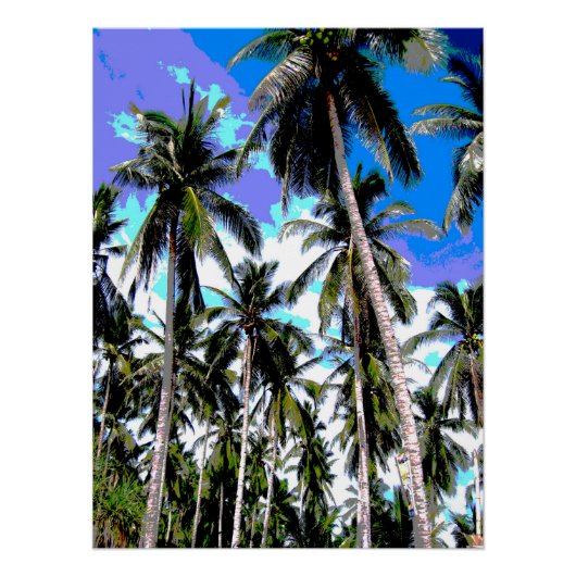 Palm Trees Design Posterized Effect Perfect Poster (Voorkant)