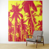 Palm Trees Design Red & Yellow Postered Effect T Wandkleed (In situ)