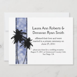 Palm Trees en Blue Post Wedding Invitation Kaart