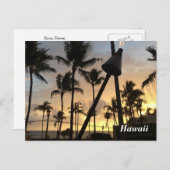 Palm Trees en Hawaiian Sunset Briefkaart (Voorkant / Achterkant)