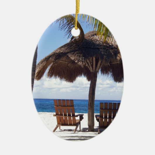 Palm Trees en stoelen Mexico Beach Keramisch Ornament (Voorkant)