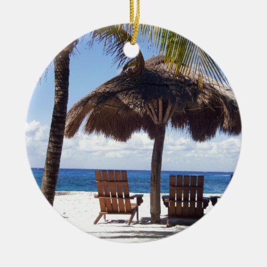Palm Trees en stoelen Mexico Beach Keramisch Ornament (Voorkant)