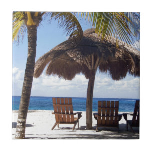 Palm Trees en stoelen Mexico Beach Tegeltje