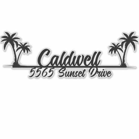 Palm Trees Gepersonaliseerde Adres Mailbox Sticker (Voorkant)