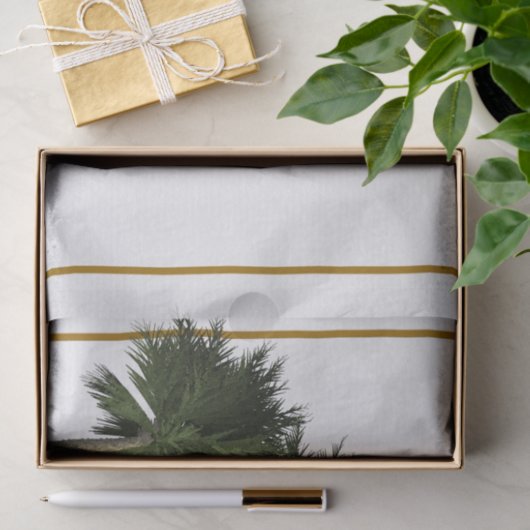Palm Trees & Gold Elegant Tropical Summer Tissuepapier (Geschenk)