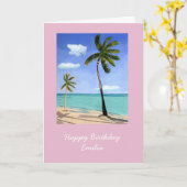 Palm Trees Gouache gepersonaliseerde verjaardagska Kaart (Gele Bloem)