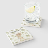 Palm Trees Happy Place Blond Lady Bathing Suit Stenen Onderzetter (Zijkant)