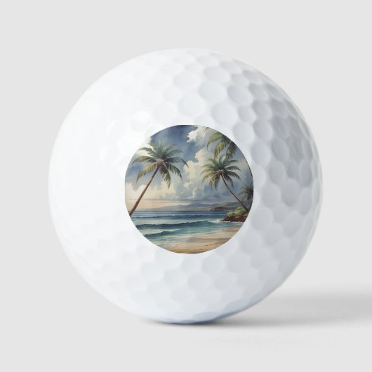Palm Trees Hawaiian Travel Honolulu Blue Sea Golfballen (Voorkant)