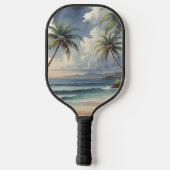 Palm Trees Hawaiian Travel Honolulu Blue Sea Pickleball Paddle (Achterkant)