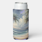 Palm Trees Hawaiian Travel Honolulu Blue Sea Seltzer Blikjeskoeler (Seltzer Achterkant)