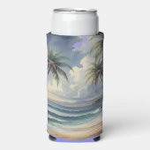Palm Trees Hawaiian Travel Honolulu Blue Sea Seltzer Blikjeskoeler (Seltzer Voorkant)