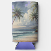 Palm Trees Hawaiian Travel Honolulu Blue Sea Seltzer Blikjeskoeler (Voorkant)