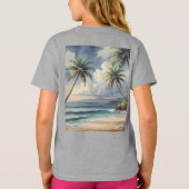 Palm Trees Hawaiian Travel Honolulu Blue Sea T-shirt (Achterkant)