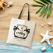 Palm Trees Heart Destination Wedding Beach Welcome Tote Bag