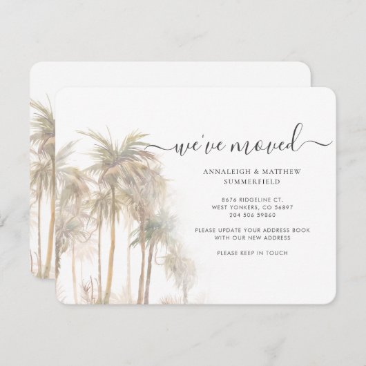 Palm Trees hebben Tropisch bewogen. Notitiekaartje (Voorkant / Achterkant)