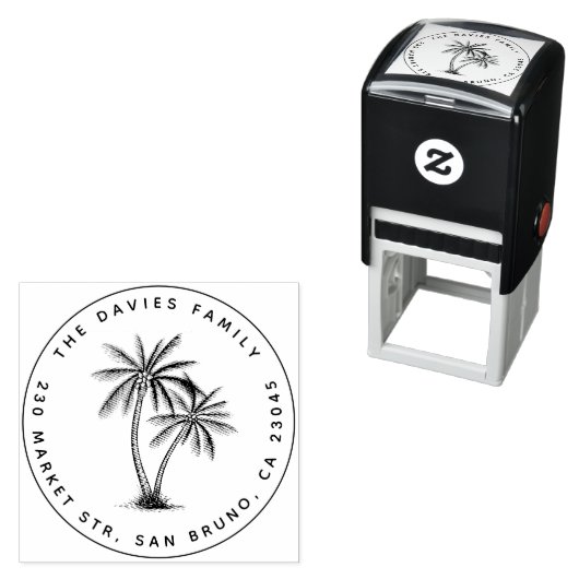 Palm Trees & het Ronde Adres van de Terugkeer van  Zelfinktende Stempel (In situ)