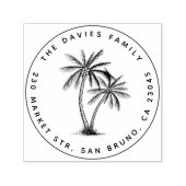 Palm Trees & het Ronde Adres van de Terugkeer van  Zelfinktende Stempel (Design)