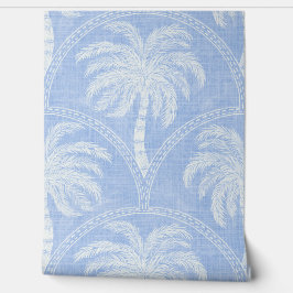 Palm Trees in Cornflower Blue Tropical Coastal Behang