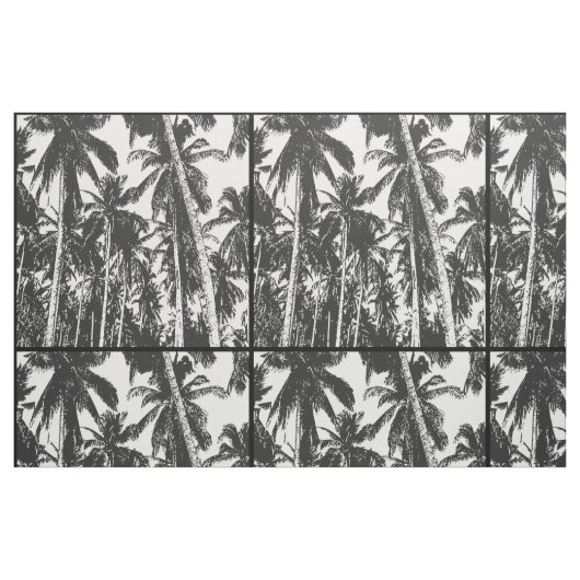 Palm Trees in een Zwart-wit Silhouette-effect Stof (Fat Quarter)
