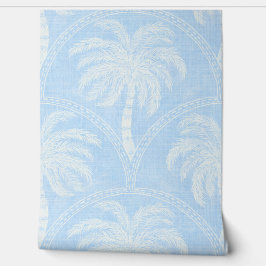 Palm Trees in Soft Blue Tropical Coastal Behang