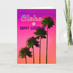 Palm Trees in the Sunset Birthday Card Kaart