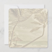Palm Trees Island Beach Sepia Wedding Invitation Kaart (Achterkant)