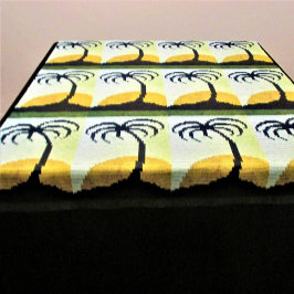 Palm Trees Island Sun Green Artisan haakprint Wandkleed