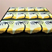 Palm Trees Island Sun Green Artisan haakprint Wandkleed