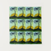 Palm Trees Island Sun Green Artisan haakprint Wandkleed (Voorkant)