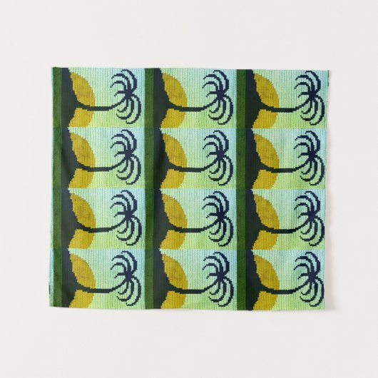Palm Trees Island Sun Green Artisan haakprint Wandkleed (Voorkant (horizontaal))