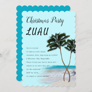 Palm Trees Kerstmis Luau Party Invitation Kaart
